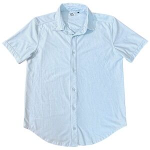 VRST Limitless Button Up Short Sleeve Shirt Performance Golf Prep Lt Blue Mens S